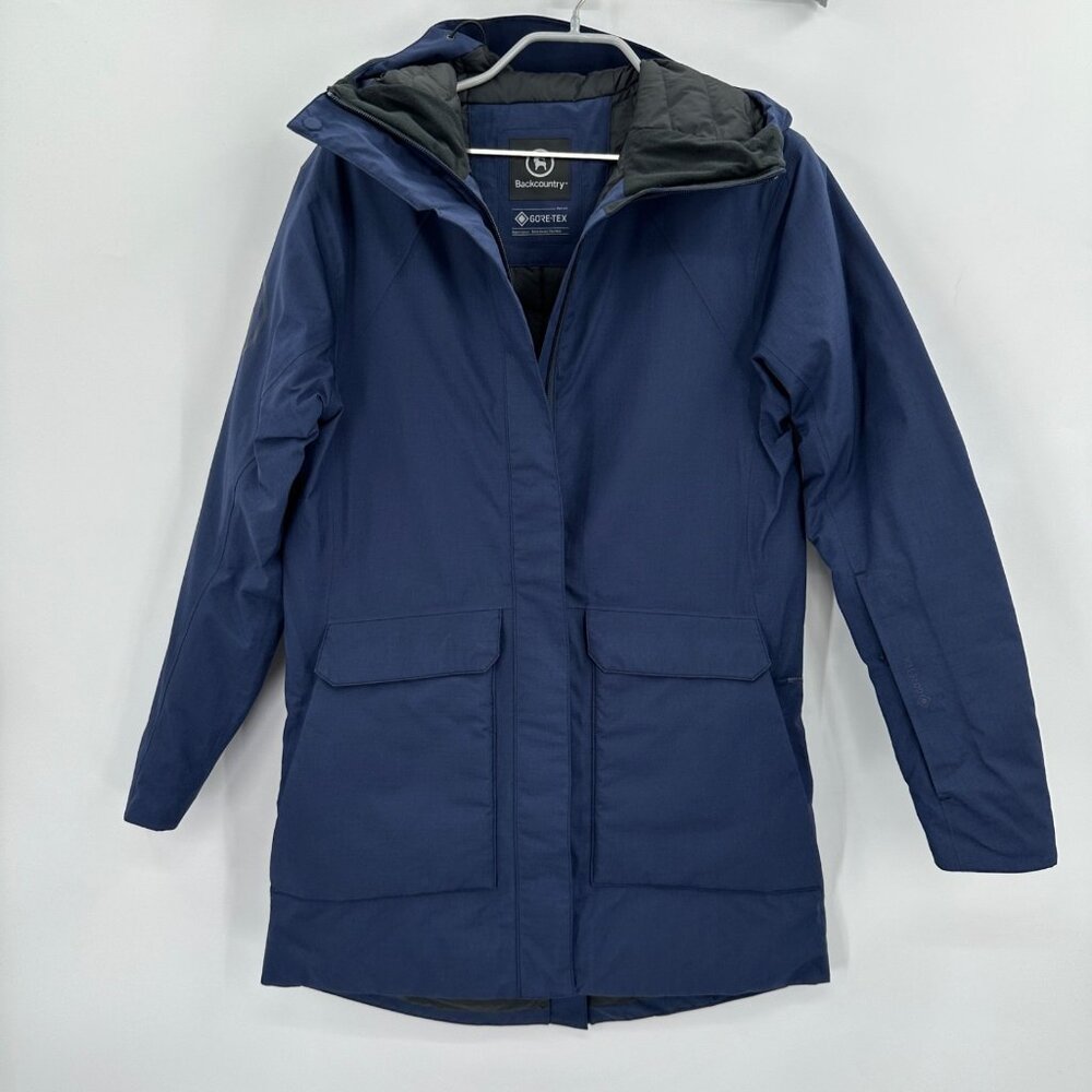 Backcountry GORE-TEX Down Fill Parka Jacket size XS Women's Navy Blue $450 msrp